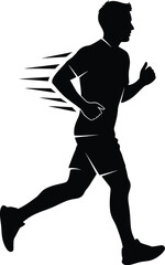 Vector art of silhouette of a man running fast 