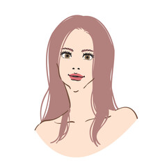 ファッションモデル風美しい女性顔アップ