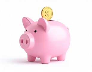 Piggy Bank with Dollar Coin Financial Savings and Investment Illustration for Future Security