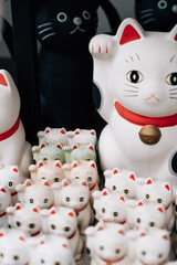 Maneki Neko cat in Japanese shrine