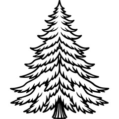 Winter Pine Outline Vector Design