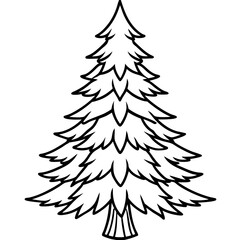 Winter Pine Outline Vector Design