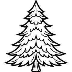 Winter Pine Outline Vector Design