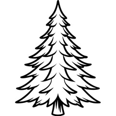 Winter Pine Outline Vector Design