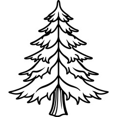Obraz premium Winter Pine Outline Vector Design