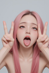 アヘ顔ダブルピースの美少女