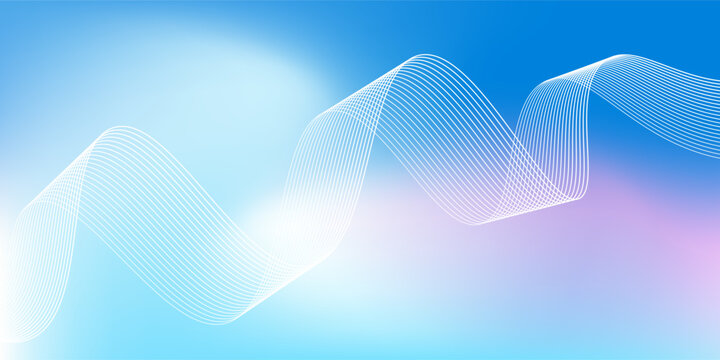 Abstract blue gradient background with shining lines waves. Minimalist background for banner, poster, cover, brochure, flyer, vector