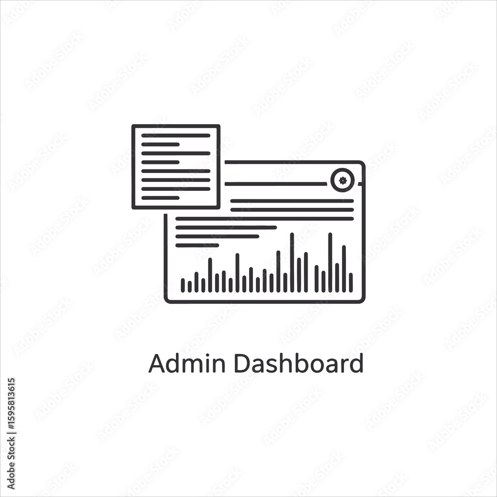 Poster vector art of admin dashboard with charts and data analysis