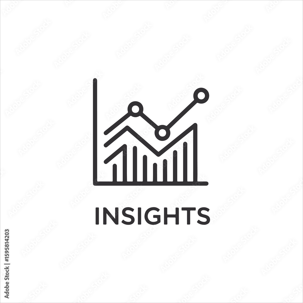 Poster vector art of graph showing upward trend with the word insights
