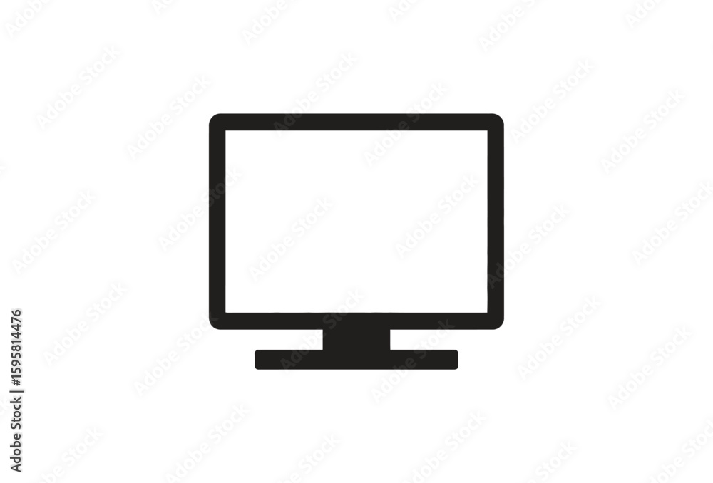 Fototapete vector art of a black computer monitor icon is isolated on white background, representing technology