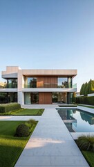 Modern luxury residence with infinity pool and landscaped gardens