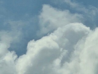 The sky was bright blue with pure white clouds like soft cotton.Full frame shot. Heaven sky bright...