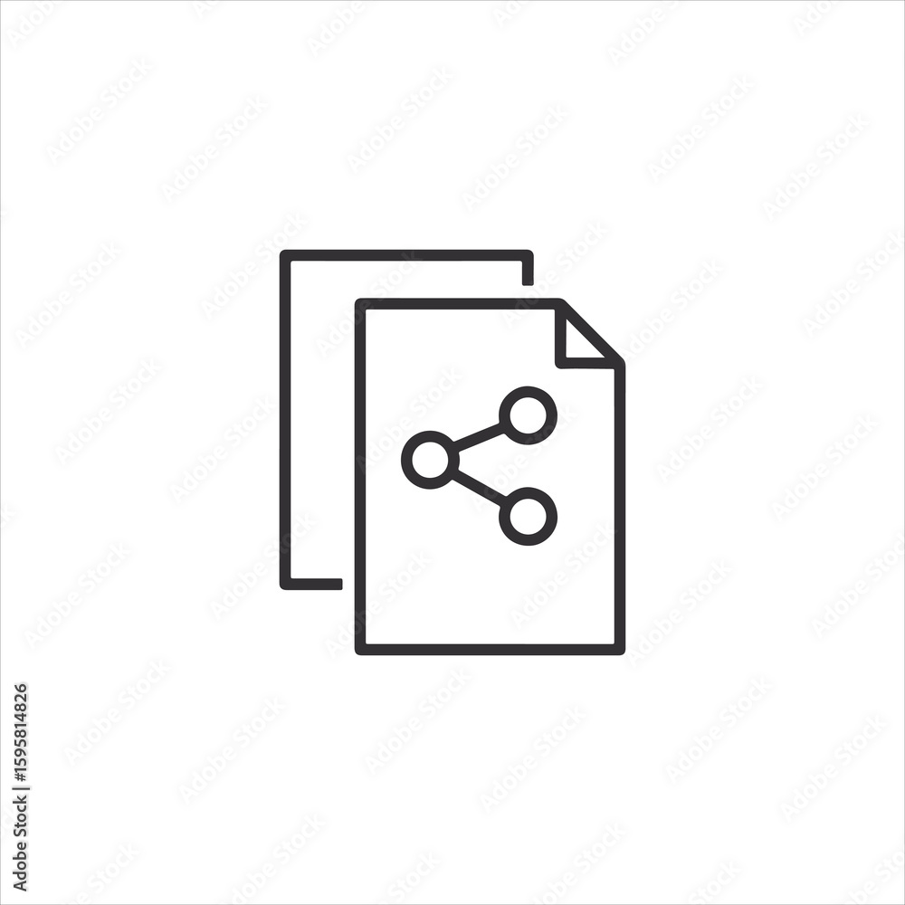 Poster vector art of icon showing documents linked together, symbolizing sharing or networking