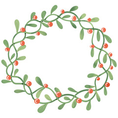 Watercolor hand drawn Christmas decoration leaf frame