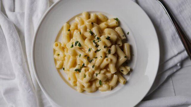 Creamy Mac and Cheese on a Plate, a Classic Dish Ready to be Eaten