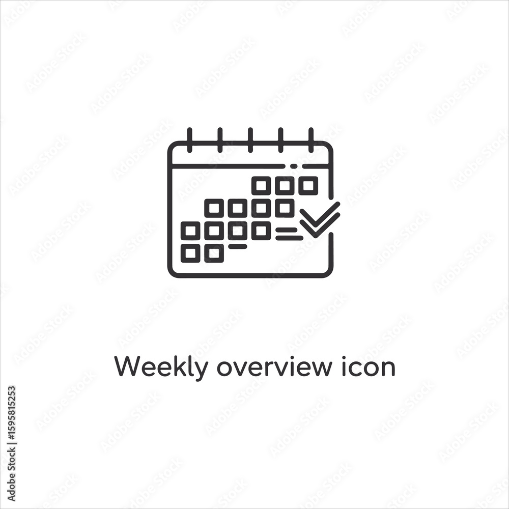 Poster vector art of a weekly overview calendar icon with a checkmark