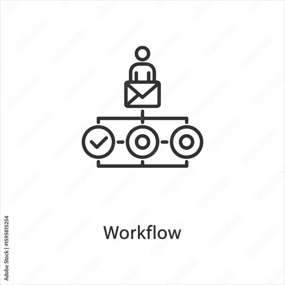Poster vector art of a workflow icon showing steps and a person at the top