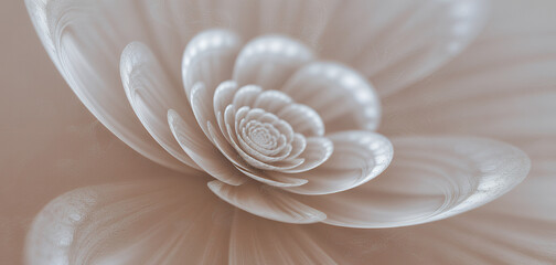 Delicate white petals spiral fractal bloom abstract light