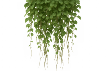 Photorealistic 3d rendering of hanging vines with lush green leaves, isolated on a transparent background, perfect for architectural visualization or nature-themed designs