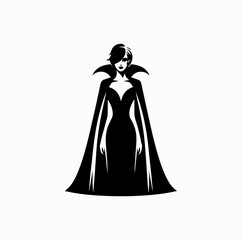 Fototapeta premium Classic Vampire Silhouette Vector – Dracula with Cape and Fangs