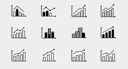 Bar Chart Icons &ndash; Flat & Minimal