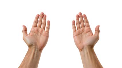Reaching hands with gold ring against transparent background, symbolizing prayer, hope, or