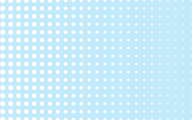 Grunge halftone gradient background. Fading dotted noise texture. White and blue wallpaper. Retro pixel background. Anime or manga style comic overlay. Vector graphic design textured template.