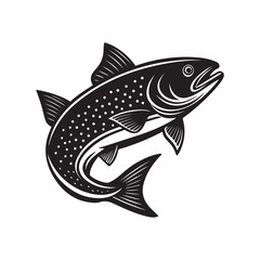 Fototapeta premium trout fish silhouette vector illustration logo style design 
