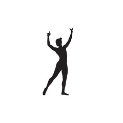 Person Dancing with Arms Up Silhouette on White Background – Vector Illustration for Symbolic Joy, Rhythmic Motion, and Expressive Celebration Concepts