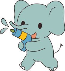 Elephant playing with water guns