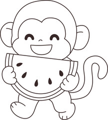 monkey holding watermelon