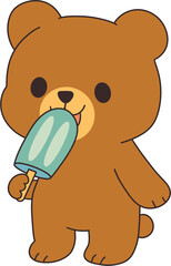 Baby bear eating ice cream