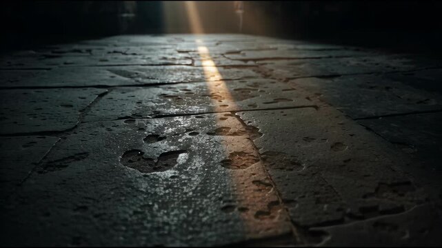 timelapse. Light cross moves across the floor