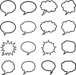 Variety of Hand-Drawn Speech Bubble Outlines illustration