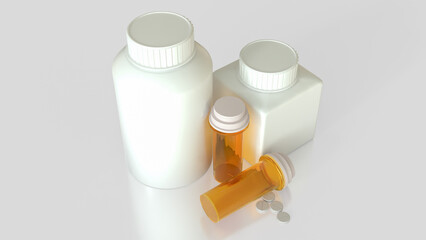 The Drug bottle on white background for Medical or health concept 3d Rendering.