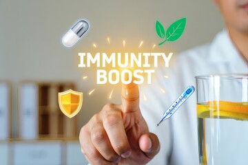Healthcare professional explains the concept of boosting immunity with supplements, natural remedies, and healthy lifestyle choices.