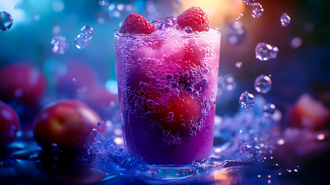 Magical Floating Smoothie with Glowing Fruit