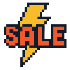 Obraz premium Pixel Art Lightning Bolt Sale Banner: Instant Download