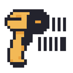 Fototapeta premium Pixel Art Barcode Scanner: Retail, Inventory, and Logistics Icon