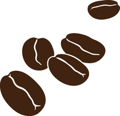 Dark roasted coffee beans scattered