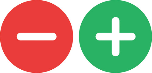 Red minus and green plus icons choice decision balance