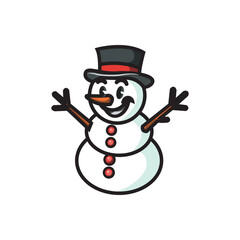 Classic top hat snowman vector illustration. Snowman wearing a top hat and red buttons, ready for winter fun.