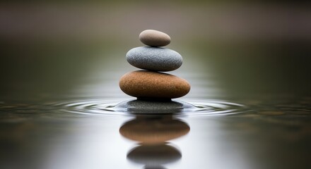 Fototapeta premium Balanced stones water zen tranquility