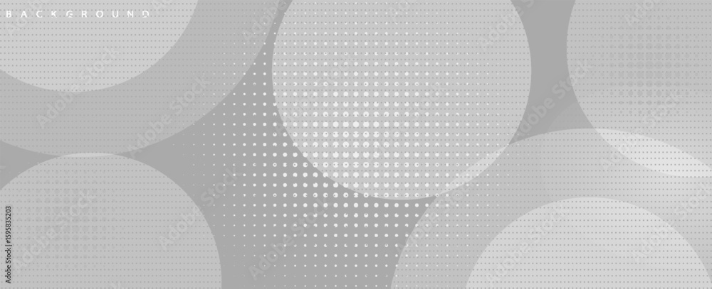 Aufkleber white abstract modern on gray background with dynamic circle shapes and halftone dots. gradient geom