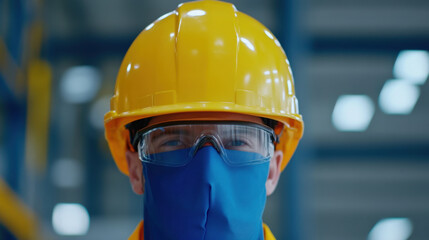 Factory worker, Factory worker examining welding quality in a close-up shot.