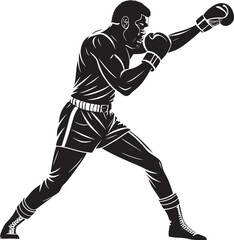 Naklejka premium Boxing Silhouette Vector , Fighter in Action Pose for Sports Art, Logo, and T-Shirt Design