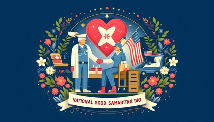 National Good Samaritan Day. Suitable for greeting card, poster and banner, wallpaper.