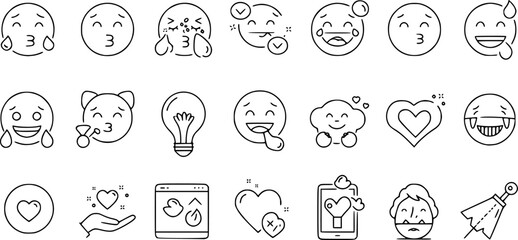 emojis, icons, vector illustration, line art, minimal, simple, white background