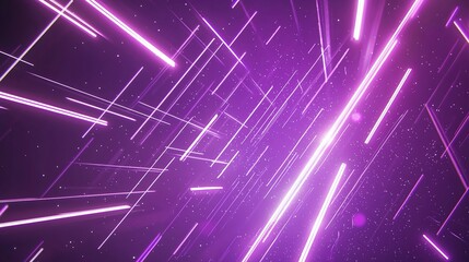 Fototapeta premium Purple Background with White Lines & Simple Shapes, Neon Light Decor 