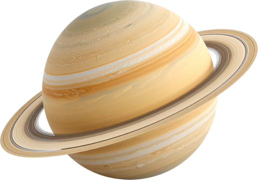 3D Saturn icon isolated on transparent background. PNG